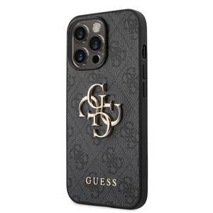 Guess PU 4G Metal Logo Zadní Kryt pro iPhone 14 Pro Grey GUHCP14L4GMGGR