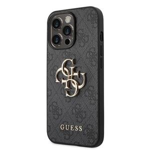 Guess PU 4G Metal Logo Zadní Kryt pro iPhone 14 Pro Max Grey GUHCP14X4GMGGR