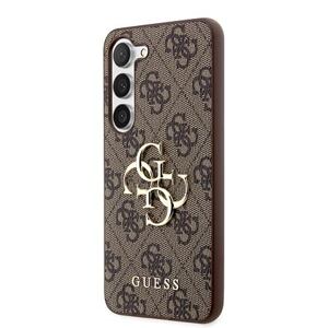 Guess PU 4G Metal Logo Zadní Kryt pro Samsung Galaxy S23 Brown GUHCS23S4GMGBR