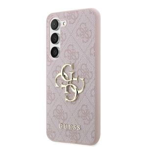 Guess PU 4G Metal Logo Zadní Kryt pro Samsung Galaxy S23 Pink GUHCS23S4GMGPI