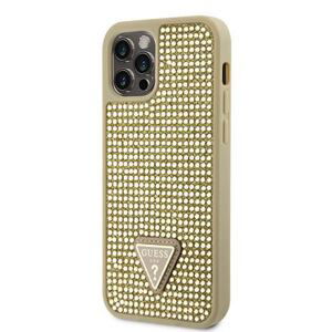 Guess Rhinestones Triangle Metal Logo Kryt pro iPhone 12/12 Pro Gold GUHCP12MHDGTPD