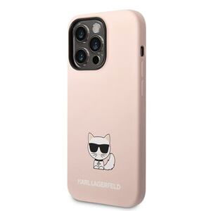Karl Lagerfeld Liquid Silicone Choupette Zadní Kryt pro iPhone 14 Pro Pink KLHCP14LSLCTPI