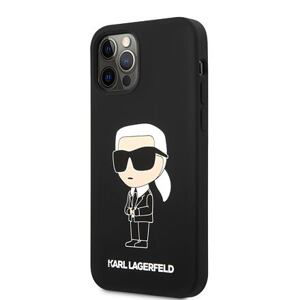 Karl Lagerfeld Liquid Silicone Ikonik NFT Zadní Kryt pro iPhone 12/12 Pro Black KLHCP12MSNIKBCK