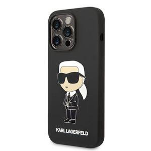Karl Lagerfeld Liquid Silicone Ikonik NFT Zadní Kryt pro iPhone 14 Pro Black KLHCP14LSNIKBCK