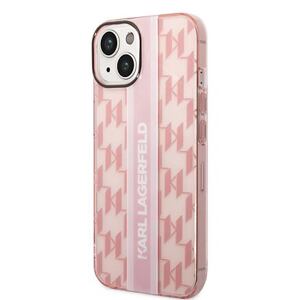 Karl Lagerfeld Monogram Vertical Stripe Zadní Kryt pro iPhone 14 Plus Pink KLHCP14MHKLSPCP