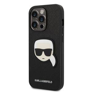 Karl Lagerfeld PU Saffiano Karl Head Zadní Kryt pro iPhone 14 Pro Max Black KLHCP14XSAPKHK