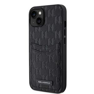 Karl Lagerfeld Saffiano Monogram Card Slot Zadní Kryt pro iPhone 14 Black KLHCP14SSAKLHPPK