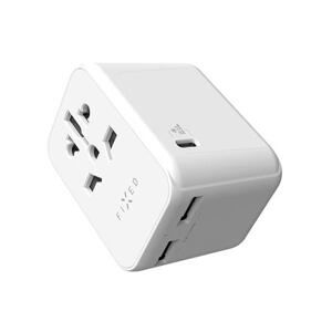 FIXED Voyager World Adapter, 1xUSB-C/2xUSB, GaN, 30W, white FIXCT30-1C2A-WH