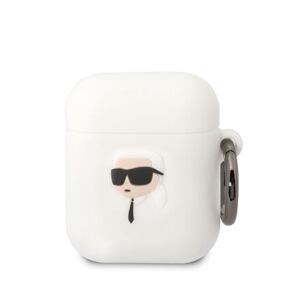 Karl Lagerfeld 3D Logo NFT Karl Head Silikonové Pouzdro pro Airpods 1/2 White KLA2RUNIKH