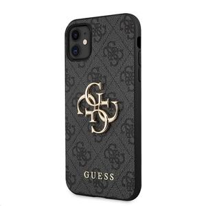 Guess PU 4G Metal Logo Zadní Kryt pro iPhone 11 Grey GUHCN614GMGGR