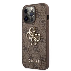 Guess PU 4G Metal Logo Zadní Kryt pro iPhone 13 Pro Max Brown GUHCP13X4GMGBR