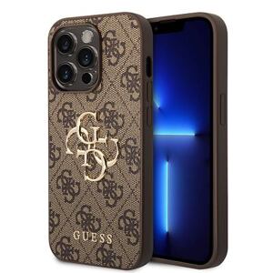 Guess PU 4G Metal Logo Zadní Kryt pro iPhone 15 Pro Max Brown GUHCP15X4GMGBR