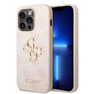 Guess PU 4G Metal Logo Zadní Kryt pro iPhone 15 Pro Pink GUHCP15L4GMGPI