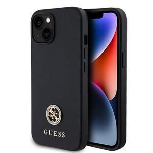 Guess PU 4G Strass Metal Logo Zadní Kryt pro iPhone 15 Black GUHCP15SPS4DGPK