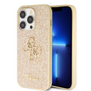 Guess PU Fixed Glitter 4G Metal Logo Zadní Kryt pro iPhone 15 Pro Max Gold GUHCP15XHG4SGD