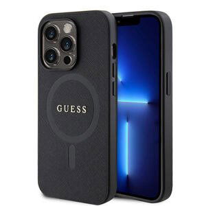 Guess PU Saffiano MagSafe Zadní Kryt pro iPhone 15 Pro Black GUHMP15LPSAHMCK