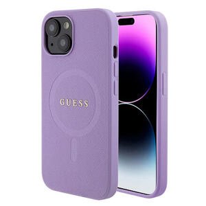 Guess PU Saffiano MagSafe Zadní Kryt pro iPhone 15 Purple GUHMP15SPSAHMCU