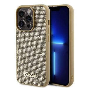 Guess PU Square Mirror Script Logo Zadní Kryt pro iPhone 15 Pro Gold GUHCP15LPMSDGSD