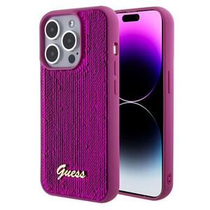 Guess Sequin Script Logo Zadní Kryt pro iPhone 15 Pro Magenta GUHCP15LPSFDGSF