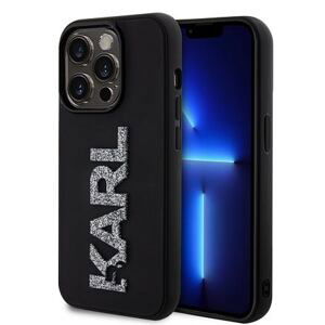 Karl Lagerfeld 3D Rubber Glitter Logo Karl Zadní Kryt pro iPhone 15 Pro Max Black KLHCP15X3DMBKCK