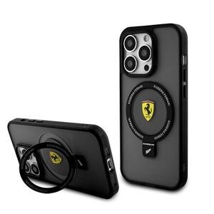 Ferrari Ring Stand MagSafe Zadní Kryt pro iPhone 15 Pro Transparent/Black Outline FEHMP15LUSCAK