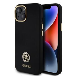 Guess Liquid Silicone 4G Strass Metal Logo Zadní Kryt pro iPhone 15 Black GUHCP15SM4DGPK