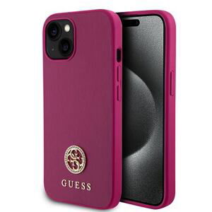 Guess PU 4G Strass Metal Logo Zadní Kryt pro iPhone 15 Pink GUHCP15SPS4DGPP