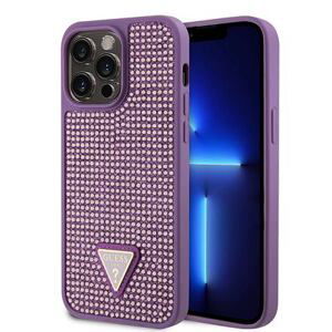 Guess Rhinestones Triangle Metal Logo Kryt pro iPhone 15 Pro Max Purple GUHCP15XHDGTPU