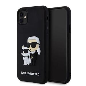 Karl Lagerfeld 3D Rubber Karl and Choupette Zadní Kryt pro iPhone 11 Black KLHCN613DRKCNK