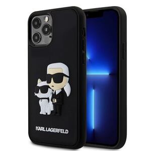 Karl Lagerfeld 3D Rubber Karl and Choupette Zadní Kryt pro iPhone 12/12 Pro Black KLHCP12M3DRKCNK