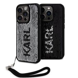 Karl Lagerfeld Sequins Reversible Zadní Kryt pro iPhone 15 Pro Black/Silver KLHCP15LPSQRKS