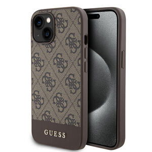 Guess PU 4G Stripe MagSafe Zadní Kryt pro iPhone 15 Brown GUHMP15SG4GLBR