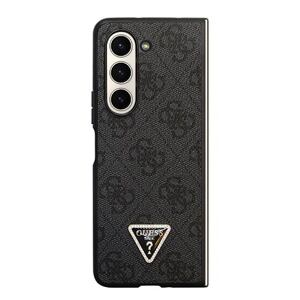 Guess 4G PU Leather Triangle Zadní Kryt pro Samsung Galaxy Z Fold 5 Black GUHCZFD5P4TDPK