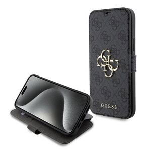 Guess PU Leather 4G Metal Logo Book Pouzdro pro iPhone 15 Plus Grey GUBKP15M4GMGGR