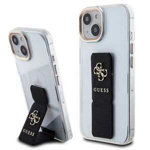 Guess PU Grip Stand 4G Metal Logo Zadní Kryt pro iPhone 15 Black GUHCP15SHGSSA4K