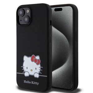 Hello Kitty Liquid Silicone Daydreaming Logo Zadní Kryt pro iPhone 15 Black HKHCP15SSKCDKK