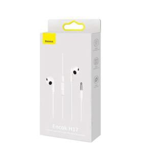 Baseus Earphone Encok H17 in-ear wired earphone with 3.5mm jack wired headphones White (NGCR020002) NGCR020002