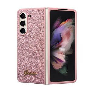 Guess PC/TPU Glitter Flakes Metal Logo Zadní Kryt pro Samsung Galaxy Z Fold 5 Pink GUHCZFD5HGGSHP