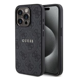 Guess PU Leather 4G Colored Ring MagSafe Zadní Kryt pro iPhone 15 Pro Black GUHMP15LG4GFRK