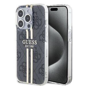 Guess IML 4G Gold Stripe Zadní Kryt pro iPhone 15 Pro Max Black GUHCP15XH4PSEGK