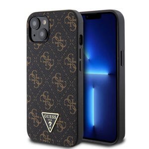 Guess PU Leather 4G Triangle Metal Logo Zadní Kryt pro iPhone 13 Black GUHCP13MPG4GPK