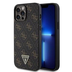 Guess PU Leather 4G Triangle Metal Logo Zadní Kryt pro iPhone 13 Pro Max Black GUHCP13XPG4GPK