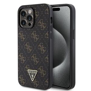 Guess PU Leather 4G Triangle Metal Logo Zadní Kryt pro iPhone 14 Pro Max Black GUHCP14XPG4GPK