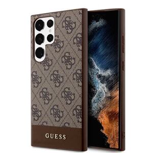 Guess PU 4G Stripe Zadní Kryt pro Samsung Galaxy S24 Ultra Brown GUHCS24LG4GLBR