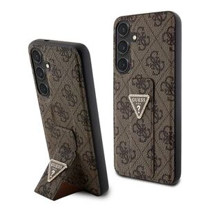 Guess PU Grip Stand 4G Strass Triangle Metal Logo Zadní Kryt pro Samsung Galaxy S24+ Brown GUHCS24MPGS4TDW