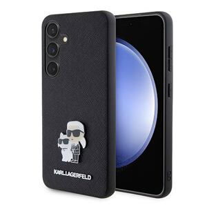 Karl Lagerfeld PU Saffiano Metal Karl and Choupette Zadní Kryt pro Samsung Galaxy S24 Black KLHCS24SPSAKCMPK