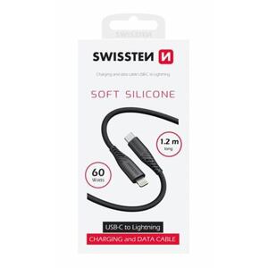 DATA CABLE SWISSTEN SOFT SILICONE USB-C / LIGHTNING 1.2 M 60W BLACK 71535010