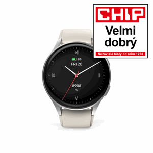 Hama 8900, smart hodinky, GPS, AMOLED 1,32", funkce telefonování, Alexa, béžové/stříbrné; 178612