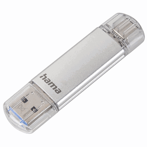 Hama Flash Pen Laeta, USB-C/USB-A 3.1, 256 GB, 40 MB/s, stříbrný; 181075