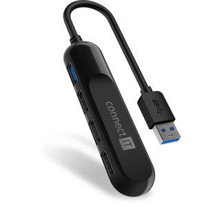 CONNECT IT USB-A hub USB 3.0, externí, ČERNÝ; CHU-4000-BK